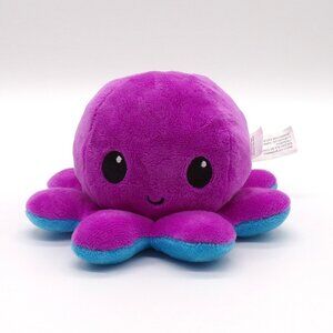 TeeTurtle Reversible Mood Octopus Cute Plush Purple Blue Happy Sad Stuffed Toy